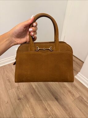 Sam Edelman Elegant Brown Top-Handle Womens Bag with Gold Hardware